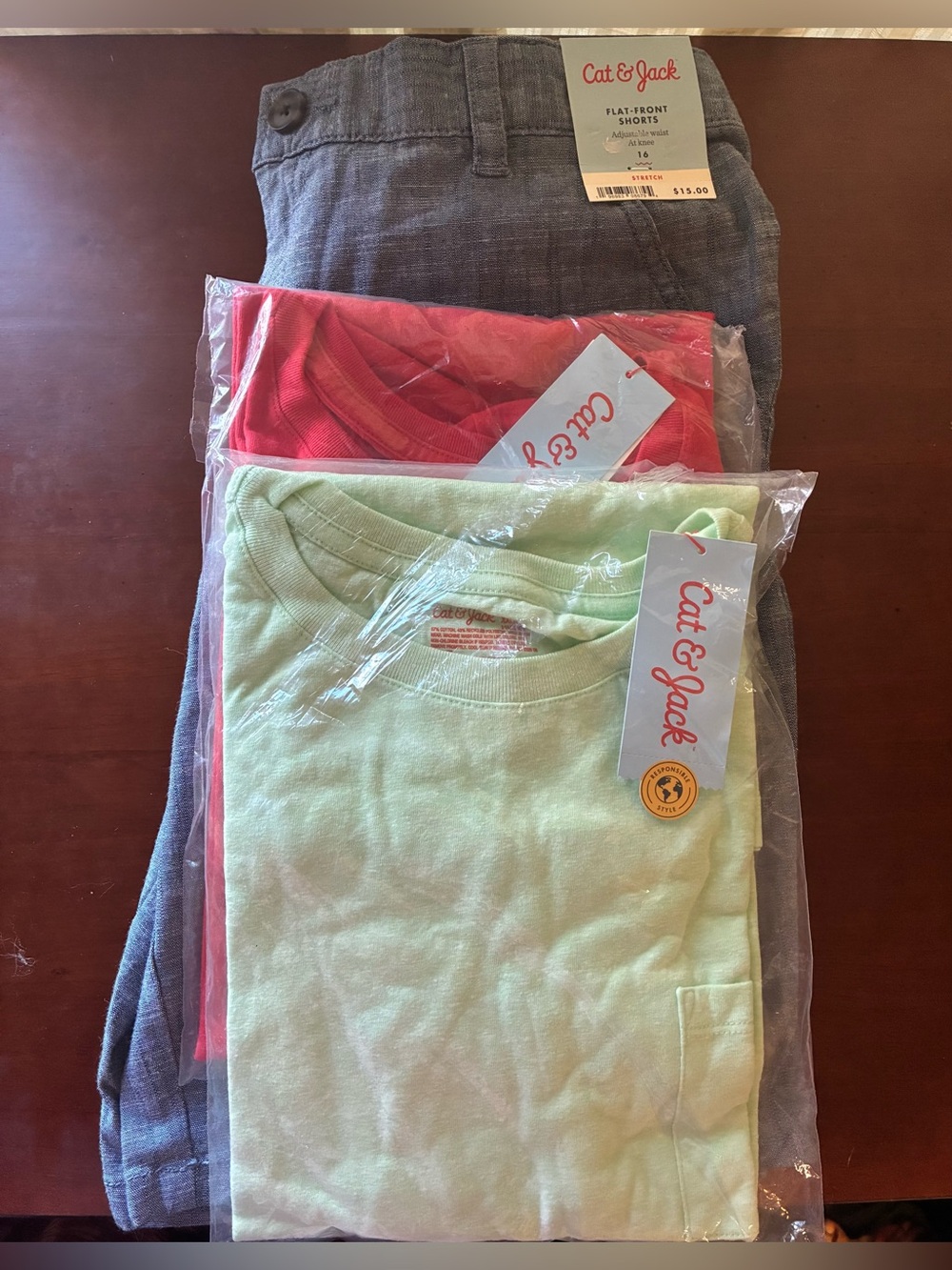 Cat & Jack Tee & Shorts Set - Mint, Coral, Chambray